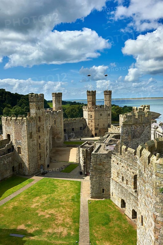 Caernarfon or Carnarvon Castle built in 1283 by King Edward I of England, Gwynedd, north-west Wales, United Kingdom, Europe
