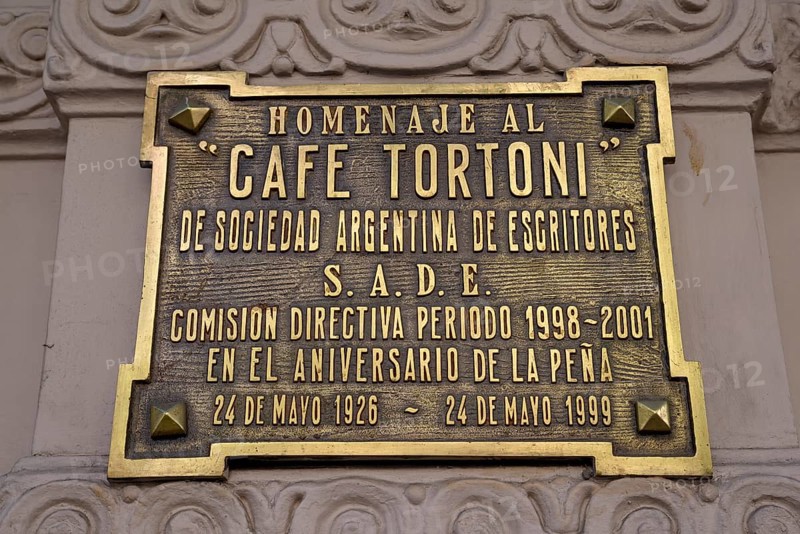 Sign at Café Tortoni, coffee house on the Avenida de Mayo, Buenos Aires, Argentina, South America