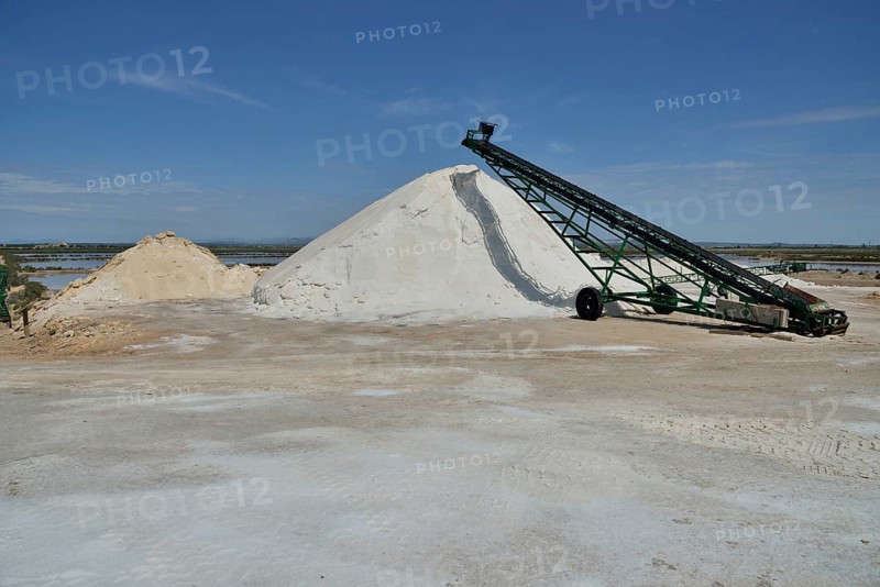 Mountain of sea salt, Salinas de Levante, Salines de Llevant, salt pans, Es Trenc, Majorca, Balearic Islands, Spain, Europe