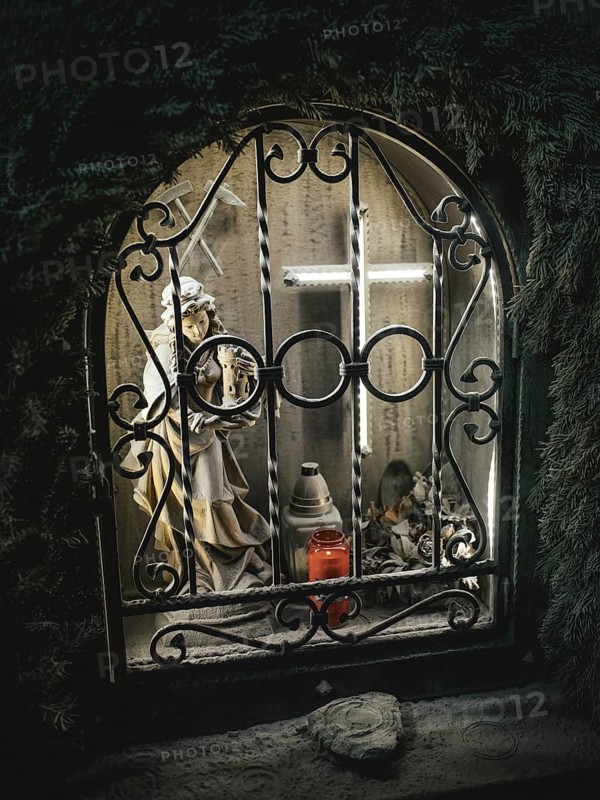 Niche for St Barbara, patron saint of miners, in construction lot H53, Brenner Base Tunnel, Wolf, Tyrol, Austria, Europe