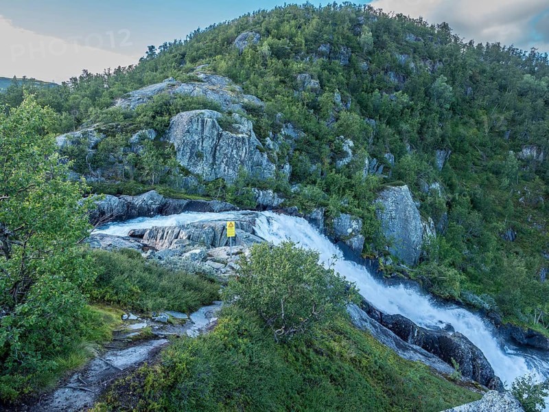 Waterfall Hivjufossen near Hovet, north of city Geilo, Norway, Europe