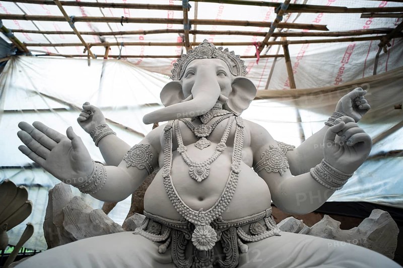 Artisan work on idols of the elephant-headed Hindu deity Ganesha at a workshop ahead of the Ganesh Chaturthi festival, in Guwahati, Assam, India on 3 September 2024