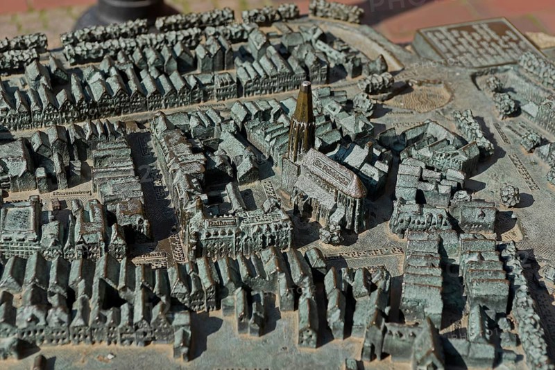 Europe, Germany, Lower Saxony, District of Stade, Buxtehude, Cityscape Bronze, Orientation aid for the visually impaired, Europe