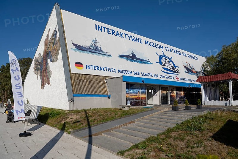 Interactive museum of ships on the water on the beach promenade, Swinoujscie, Usedom Island, Baltic Sea, Poland, Europe