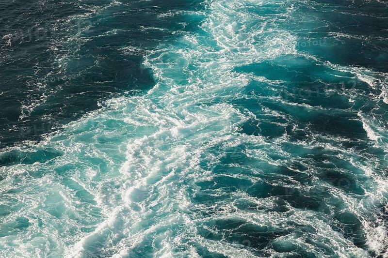 High angle view of a ship's wake on Adriatic sea in late summer, Split, Croatia, Europe