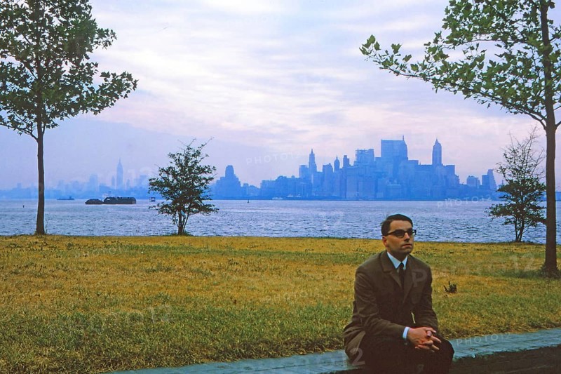 View of downtown Manhattan from the Statue of Liberty, New York in 1966