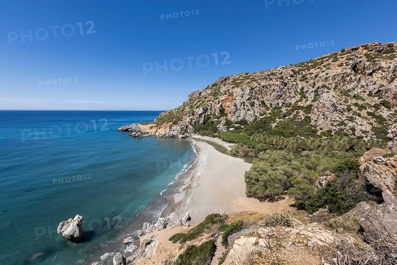 Preveli Beach, at the end of the Kourtaliotiko Gorge, south coast, Crete, Greek Islands, Greece, Europe