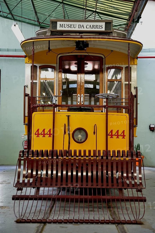 Old tram in the Museu da Carris tram museum, Lisbon, Portugal, Europe