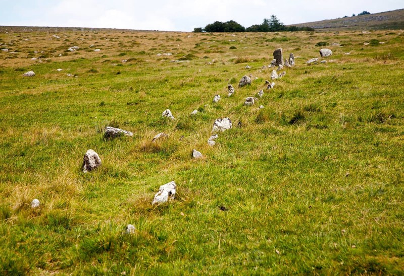 Avenue of standing stones at Merrivale ceremonial complex Dartmoor national park, Devon, England, United Kingdom, Europe
