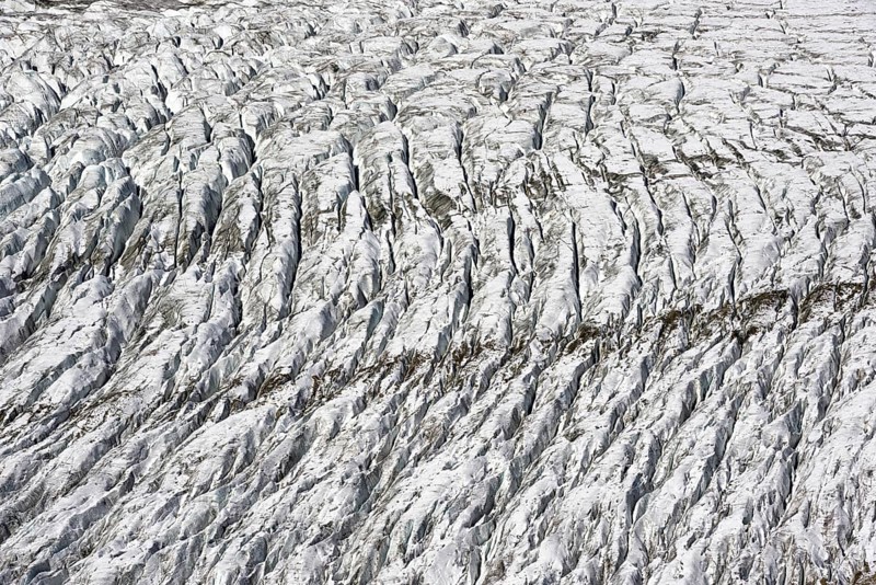 Detailed view of the structure of the Aletsch glacier, glacier, glacier tongue, geological history, eternal ice, climate, climate change, research, science, close up, Valais, Switzerland, Europe