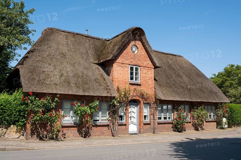 Frisian house, thatched house, Alkersum, Föhr, North Sea island, North Frisia, Schleswig-Holstein, Germany, Europe
