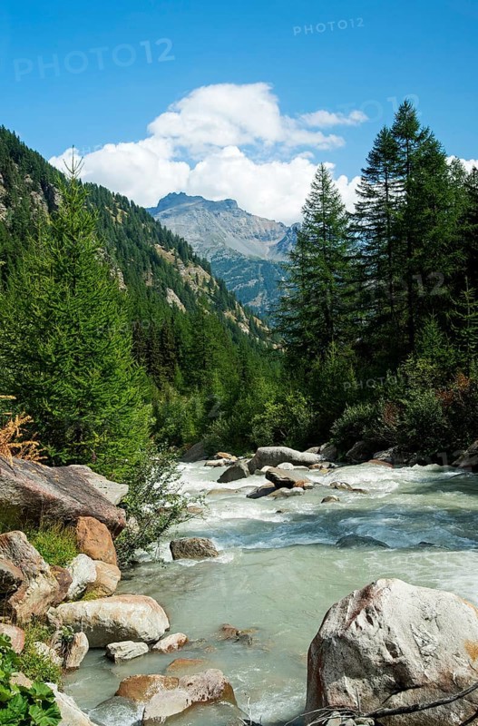 Laggina River in the Laggintal, Simplon region, Valais, Switzerland, Europe