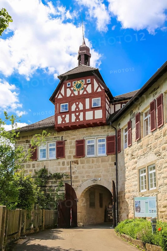 Reichenberg Castle, Staufer castle complex, hilltop castle, historic building, built between 1230 and 1231 by Margrave Hermann V of Baden, half-timbered, Oppenweiler, Rems-Murr district, Baden-Württemberg, Germany, Europe