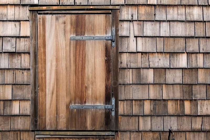 House facade with wooden shingles and windows, Garmisch-Partenkirchen, Upper Bavaria, Germany, Europe