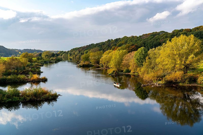 The Ruhr near Bochum-Stiepel, right and Hattingen-Blankenstein, North Rhine-Westphalia, Germany, Europe