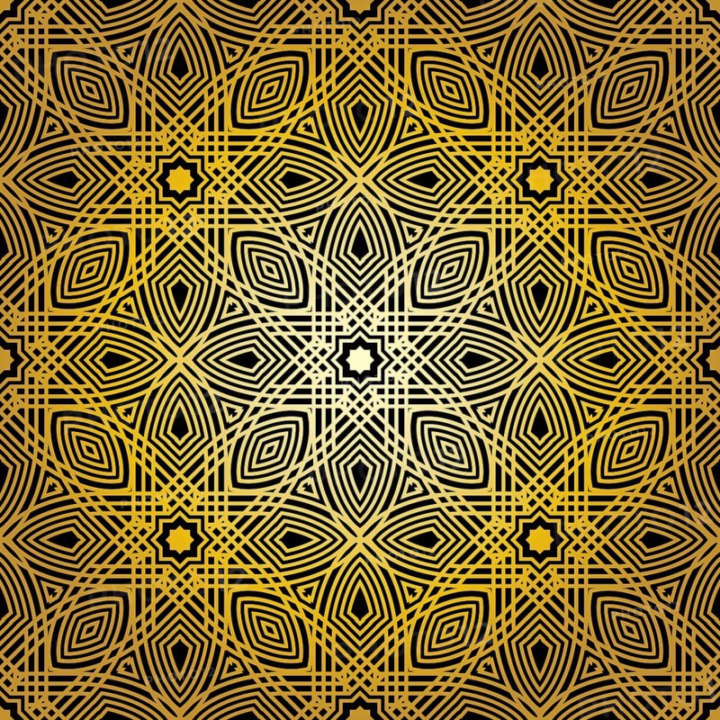 Geometric gold lace seamless pattern. Arabic tile lattice vector background.