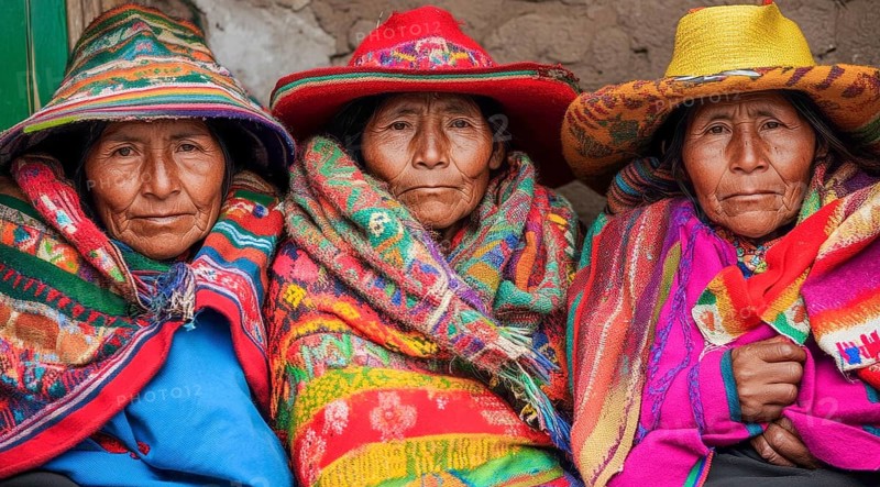 Indigenous peoples of Andes and South America in national clothes., AI generated