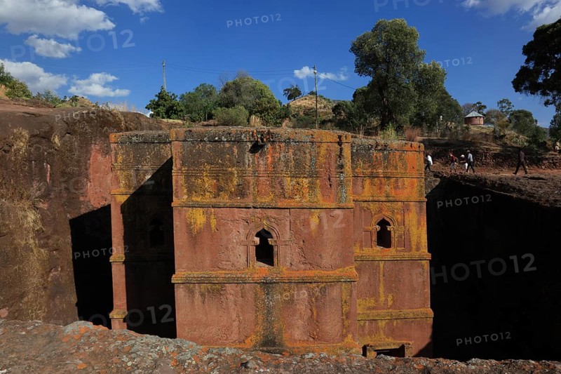 Rock churches in Lalibela, the rock church of St George, Bete Kiddus Georiys, Bete Ghiorgis Church, Ethiopia, Africa