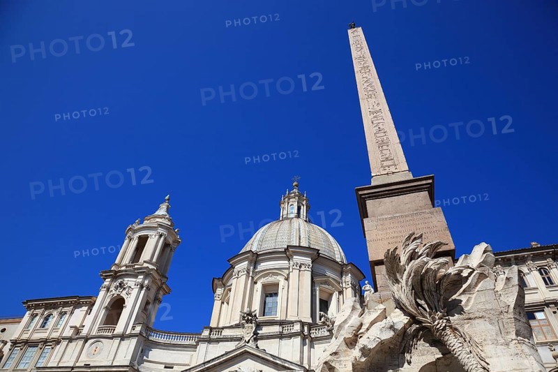Fountain of the Four Rivers, Fontana dei Quattro Fiumi, Church of Sant'Agnese in Agone, Piazza Navona, Parione neighbourhood, Rome, Italy, Europe
