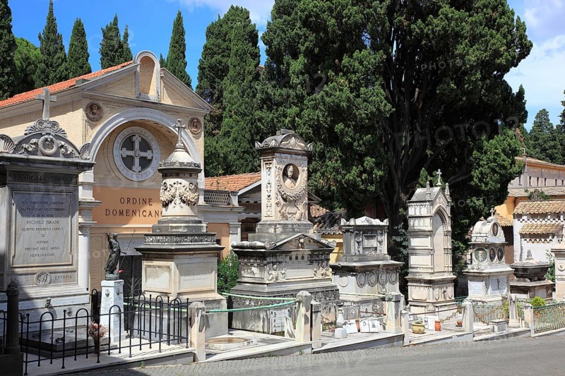 Campo Verano, Cimitero Comunale Monumentale Campo Verano, the largest cemetery in Rome in the Tibertino district, Italy, Europe