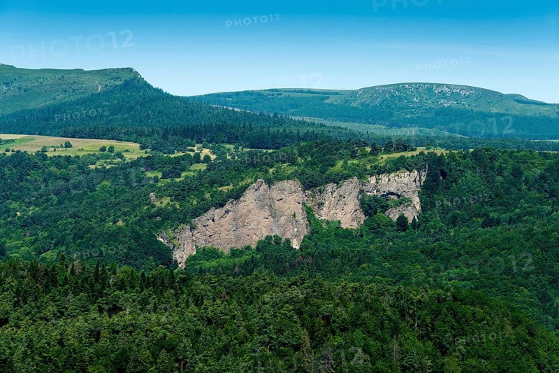 Majestic Dent du Marais overlooking Lac Chambon in Parc Naturel Régional des Volcans d'Auvergne, Puy de Dome, Auvergne Rhone Alpes, France, Europe