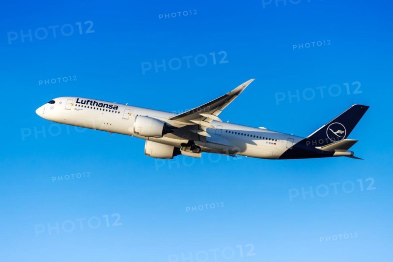 A Lufthansa Airbus A350-900 aircraft with the registration number D-AIXN at the airport in Munich, Germany, Europe