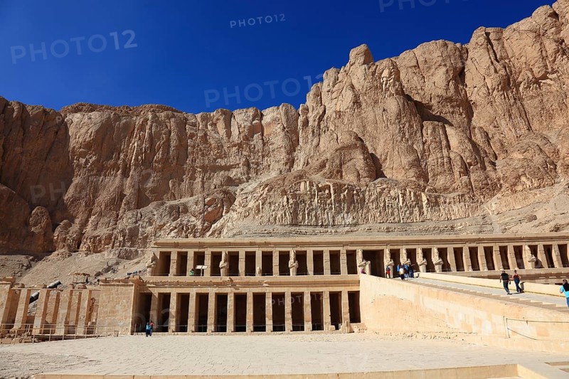 Part of the temple complex, mortuary temple of the first female pharaoh Hatshepsut, Hatshepsut Temple in Deir el-Bahari on the west bank of the Nile in Thebes, Africa, Egypt, Africa