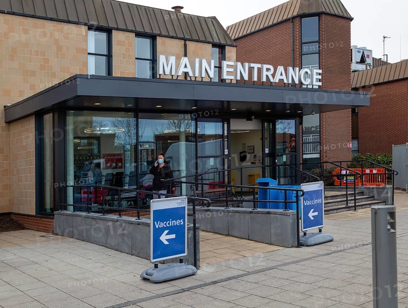 Main entrance, Ipswich hospital, Suffolk, England, UK