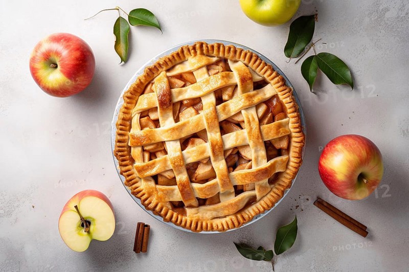 Top view of apple pie. KI generiert, generiert AI generated