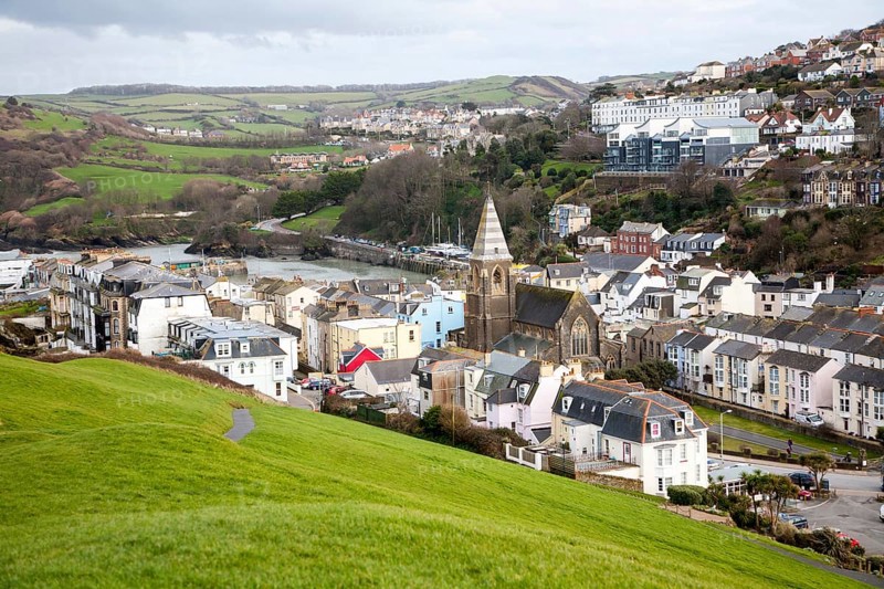 Historic buildings clustered around the harbour, Ilfracombe, north Devon, England, United Kingdom, Europe