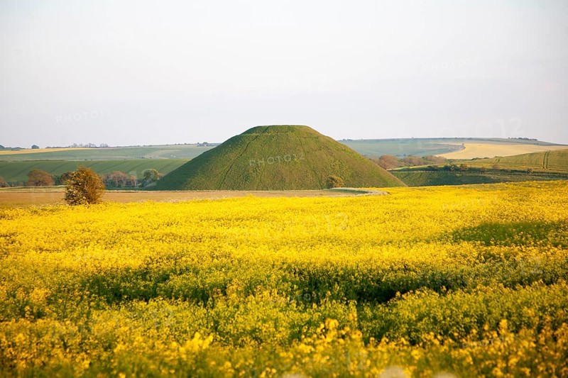 Silbury Hill prehistoric site, near Avebury, Wiltshire, England, UK is the largest man made mound in Europe