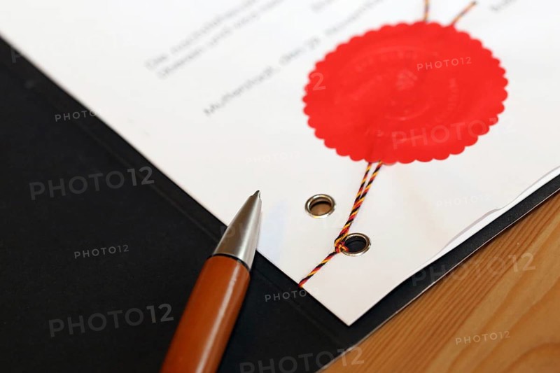 Notarised contract with red official seal