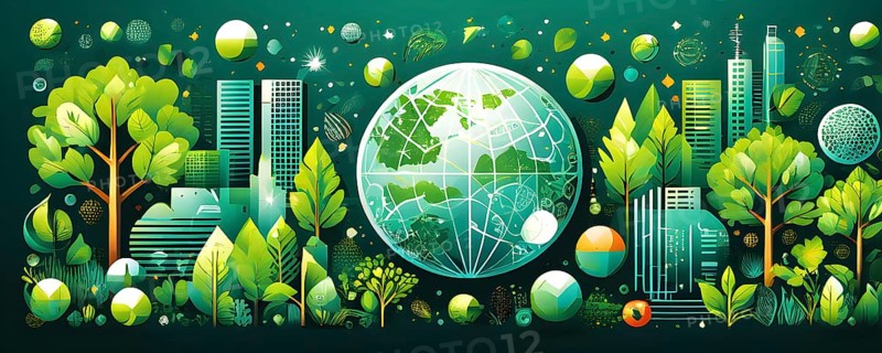 Abstract wallpaper with vector green eco friendly grid ornament symbolizing sustainability, AI generated