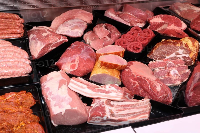 Variation of fine meat products in the butcher's shop