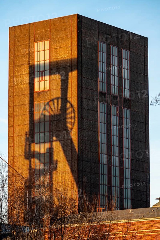 Zollverein Coal Mine World Heritage Site, Shaft 1/2/8, headframe Shaft 1, winding tower Shaft 2, Essen