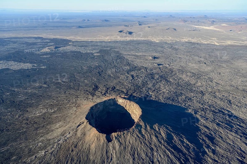 Harrat Khaybar volcanic landscape, aerial view, near Khaybar, Medina Province, Saudi Arabia, Arabian Peninsula, Asia