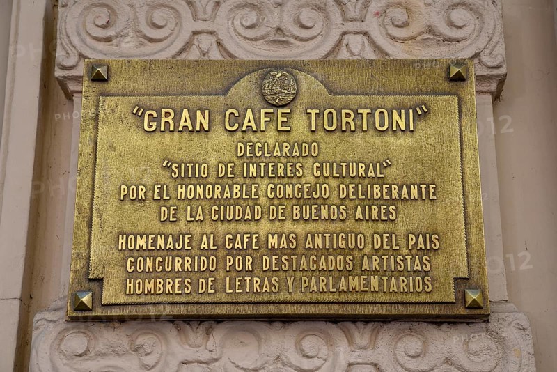 Sign at Café Tortoni, coffee house on the Avenida de Mayo, Buenos Aires, Argentina, South America