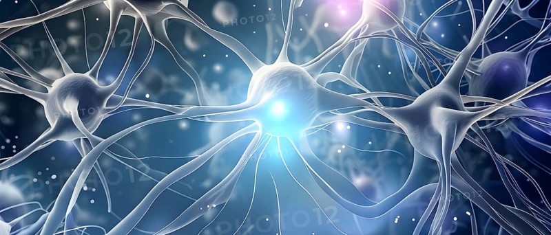 Visualization of neurons firing neurotransmitters in the synaptic gap, AI generated