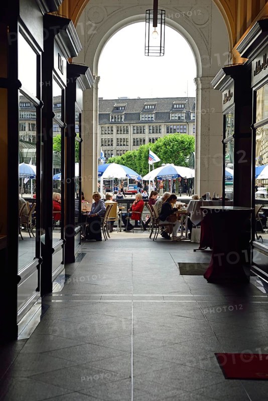 Germany, Hamburg, City, Alster Arcades, Mellin Passage, Hamburg's oldest passage, view to the Alsterfleet, Europe