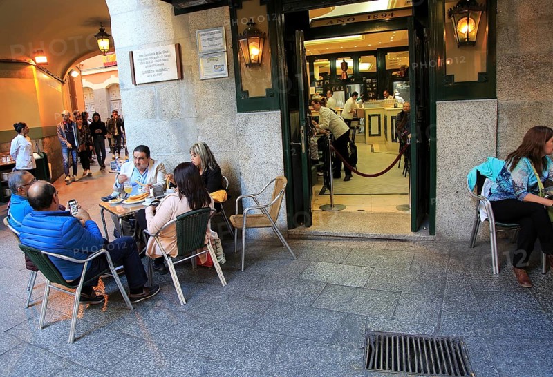 Chocolateria San Gines famous chocolate drink and churros cafe, Madrid city centre, Spain opened 1894