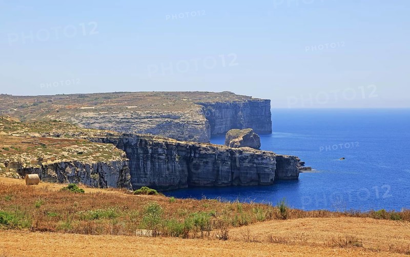 Coastal landscape near Gharb, island of Gozo, Malta view to San Dimitri Point headland
