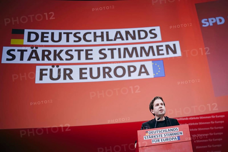 Kevin Kuehnert, Secretary General of the SPD, recorded at the European Delegates' Conference of the Social Democratic Party of Germany in Berlin, 28 January 2024