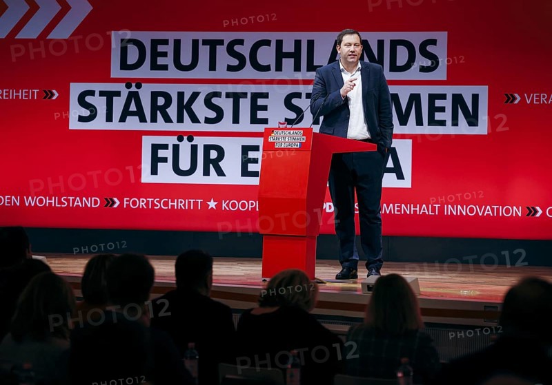 Lars Klingbeil, Federal Chairman of the SPD, recorded at the European Delegates' Conference of the Social Democratic Party of Germany in Berlin, 28 January 2024