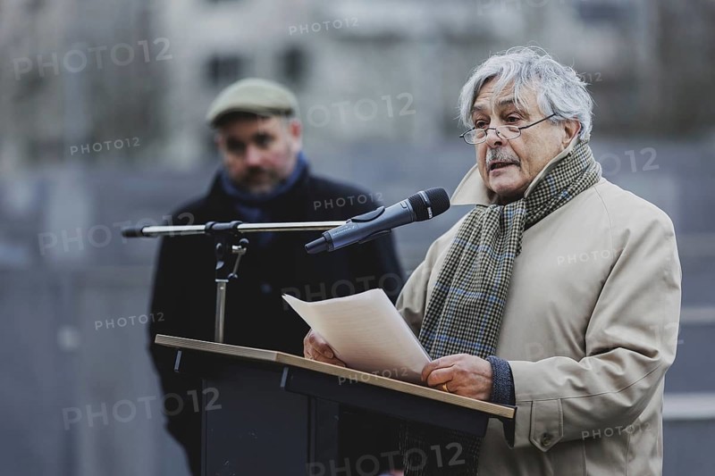 Christian Pfeil, contemporary witness and Holocaust survivor, photographed as part of the commemorative event at the Memorial to the Murdered Jews of Europe in Berlin, 31 January 2024 / Photographed on behalf of the Federal Ministry for Women, Senior Citizens, Family and Youth
