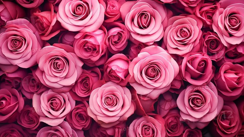 Valentine day background of close-up view of a beautiful mix of pink roses, symbolizing love and affection, perfect for Valentine's Day celebrations, AI generated
