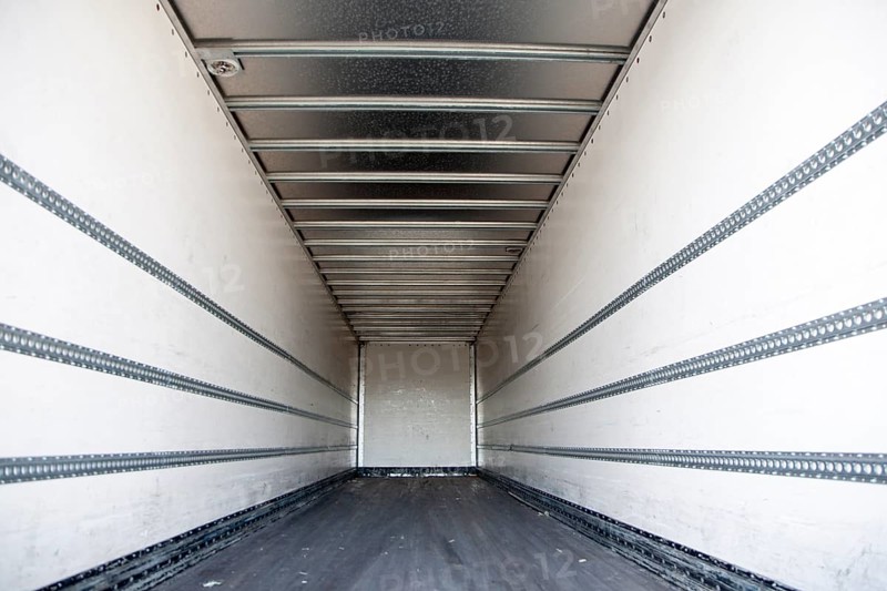 Inside empty container on the back of a HGV vehicle, UK