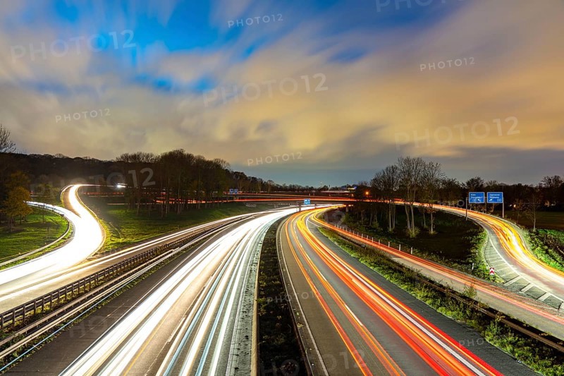 The Kaiserberg motorway junction, A40 motorway, Ruhr expressway, crosses the A3, bridge landscape, motorway bridges and railway bridges, called Spagetti junction, Duisburg, North Rhine-Westphalia, Germany, Europe