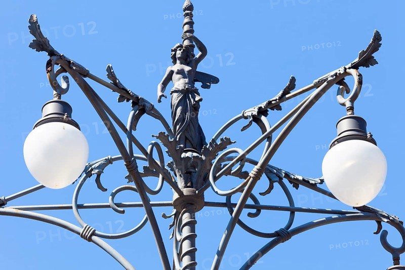 Candelabra in the Piazza del Duomo, in the baroque historic centre of Catania, Sicily, Italy, Europe