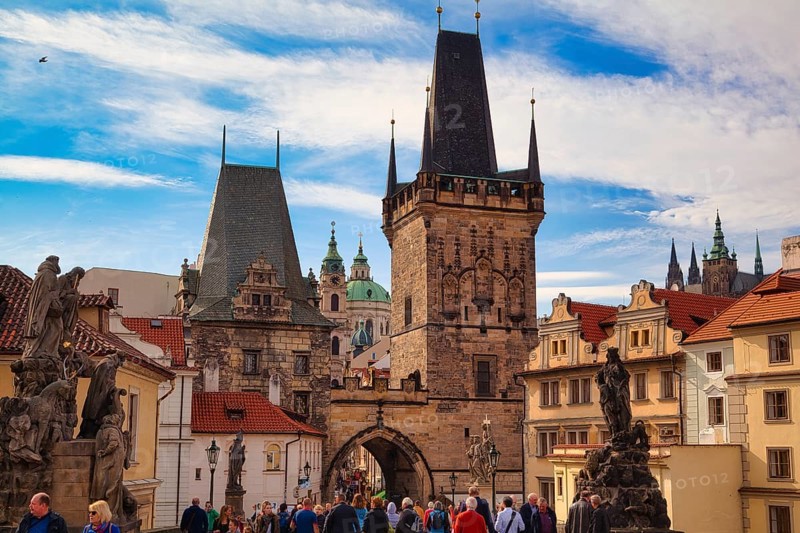Lesser Town Bridge Tower, Charles Bridge in Prague, Czech Republic, Europe