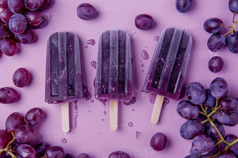 Healthy ice popsicles with fresh grapes. KI generiert, generiert, AI generated